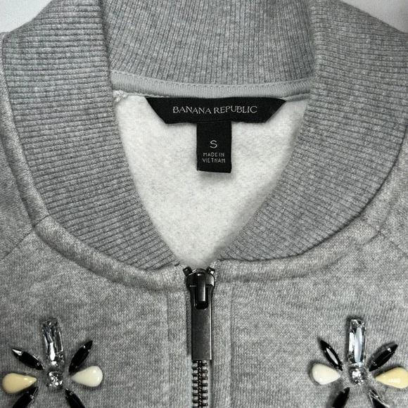 Banana Republic Women Grey Embellished Sweater Bomber Size S - Picture 6 of 10